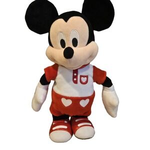 Disney 12" Just Play‎ Mickey Mouse Plush Red White Hearts Sneakers Dancing Toy